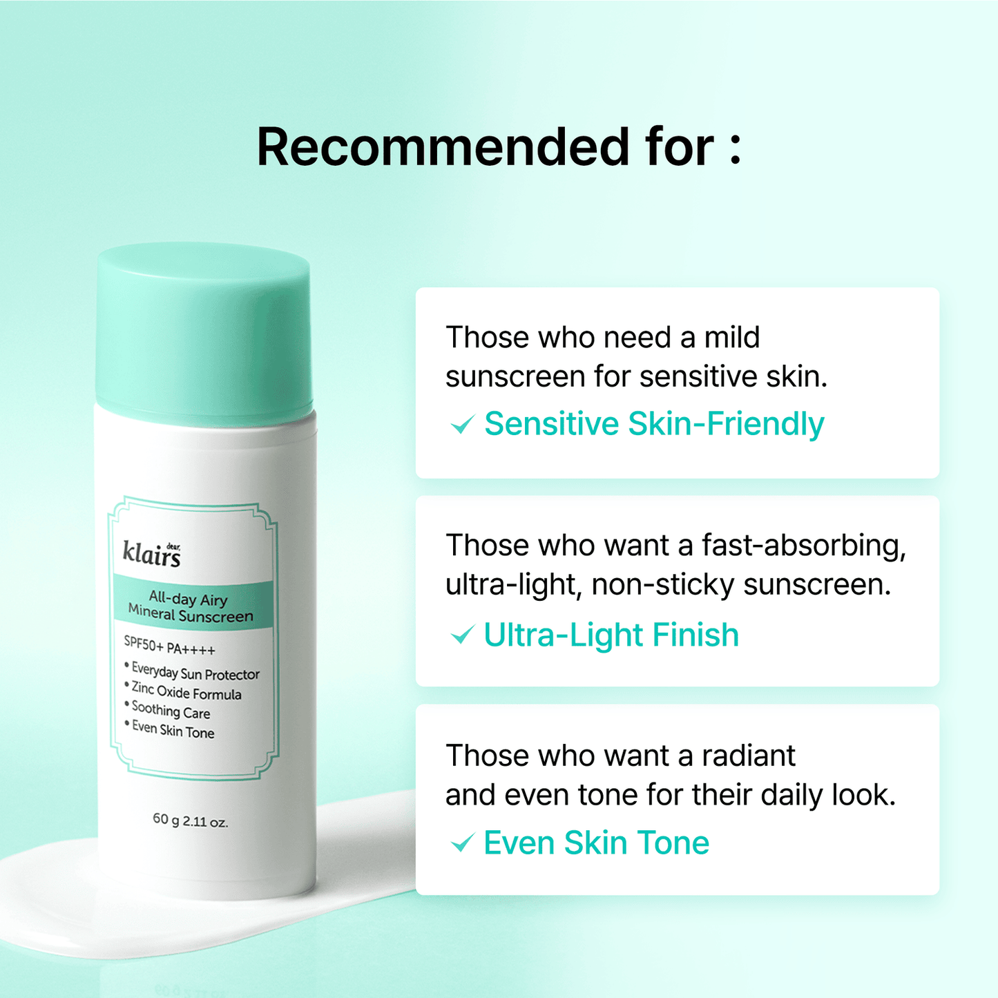 Dear Klairs All-Day Airy Mineral Sunscreen SPF50+ PA++++