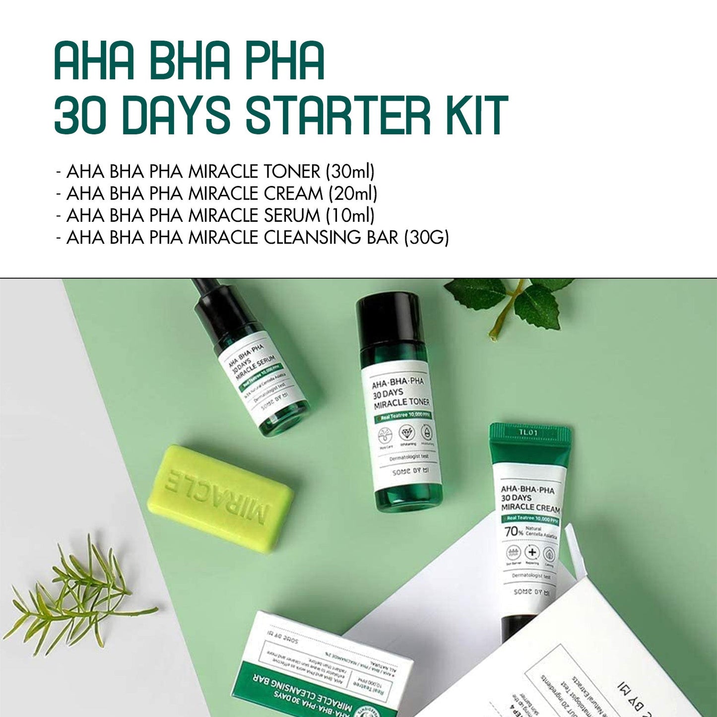 Some By Mi AHA-BHA-PHA 30 Days Miracle Starter Kit (Toner + Serum + Cream + Soap)