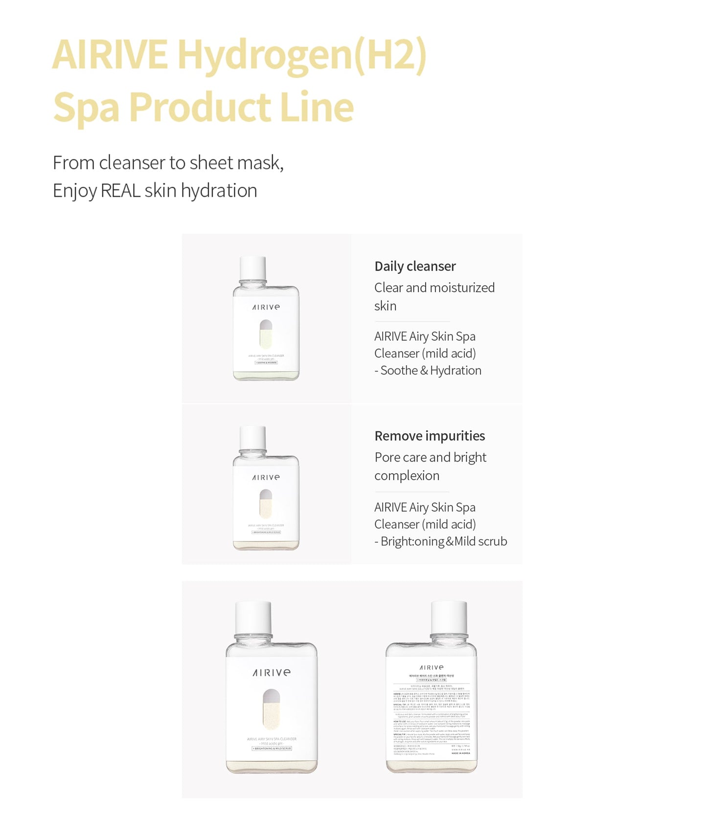 AIRIVE Airy Skin Spa Cleanser - Mild acidic pH + Bright:oning & Mild Scrub (50g)