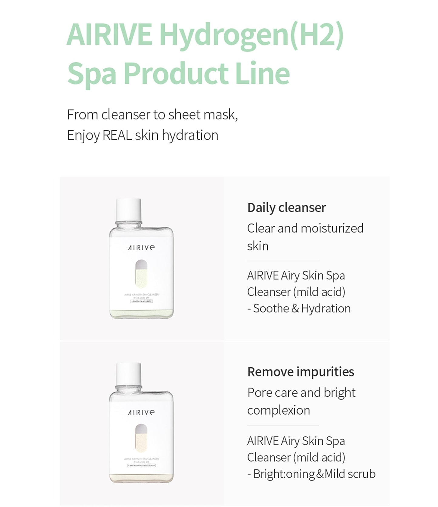 AIRIVE Airy Skin Spa Cleanser - Mild acidic pH + Soothe & Hydrate (50g)